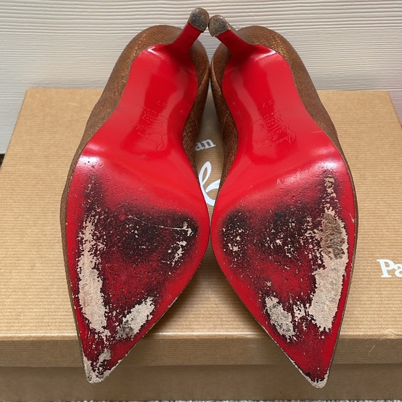 Christian Louboutin Bronze Karung Reptile Pigalle 120 Size 37 - Picture 8 of 9